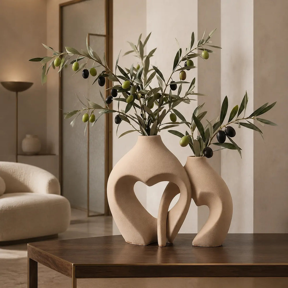 Vasemuse Modern Ceramic Heart Vase Set