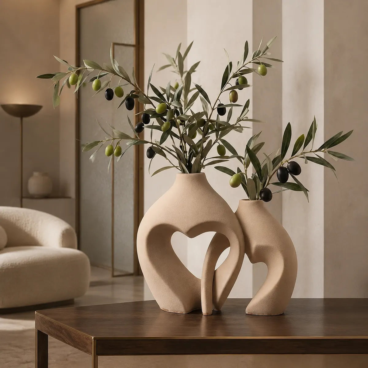 Vasemuse Modern Ceramic Heart Vase Set