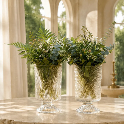 Vasemuse Vintage Glass Pedestal Vase Set
