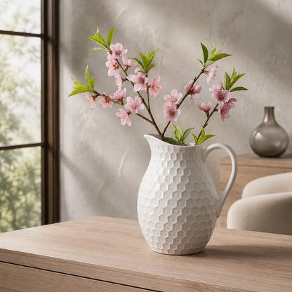 Vasemuse Honeycomb White Ceramic Pitcher Vase