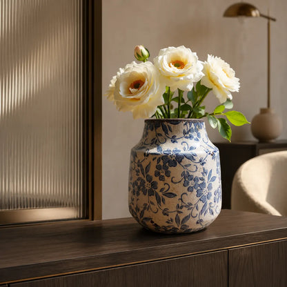Vasemuse Vintage Crackle Blue Ceramic Vase
