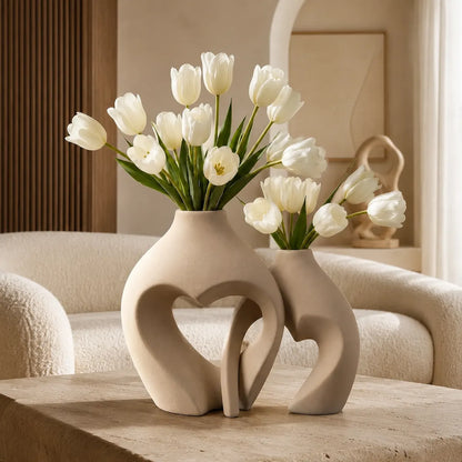 Vasemuse Modern Ceramic Heart Vase Set