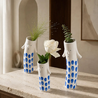 Vasemuse Whimsical Face Ceramic Bud Vases