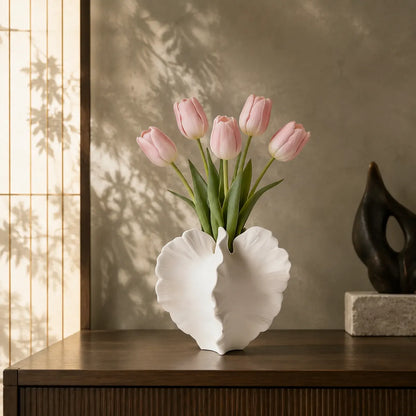 Vasemuse White Modern Ceramic Coral Vase