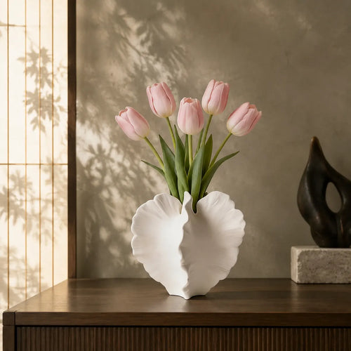 Vasemuse White Modern Ceramic Coral Vase