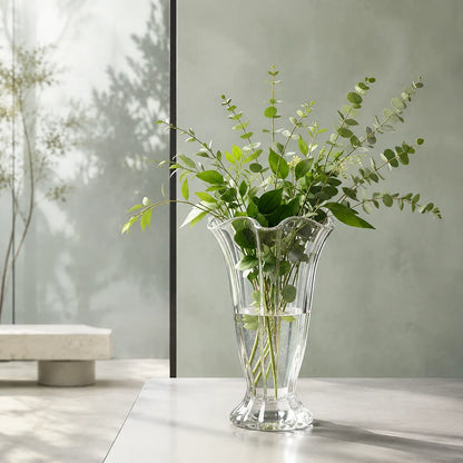 Vasemuse Clear Fluted Pedestal Glass Vase